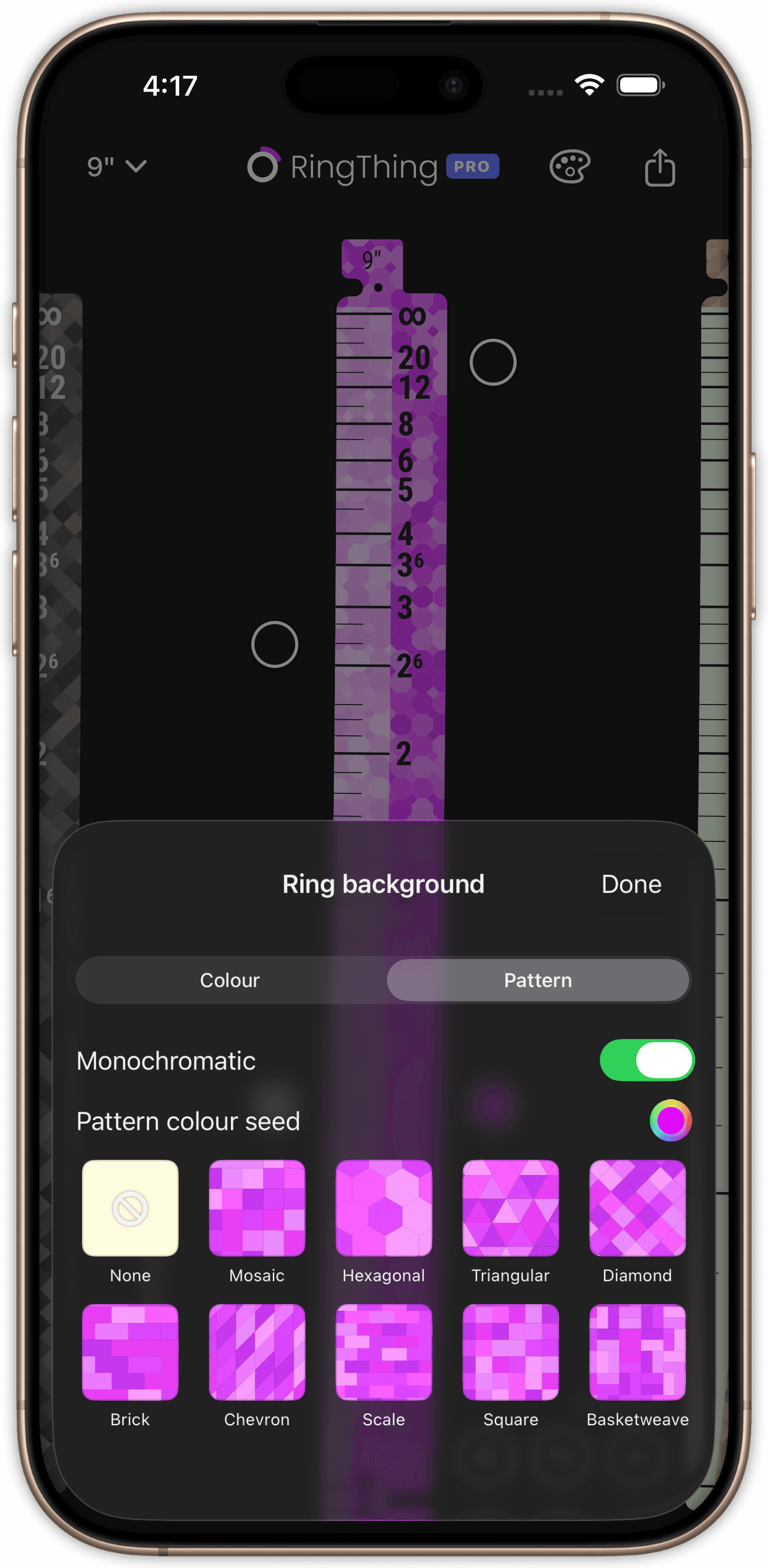 Choosing a background pattern for a ring theme