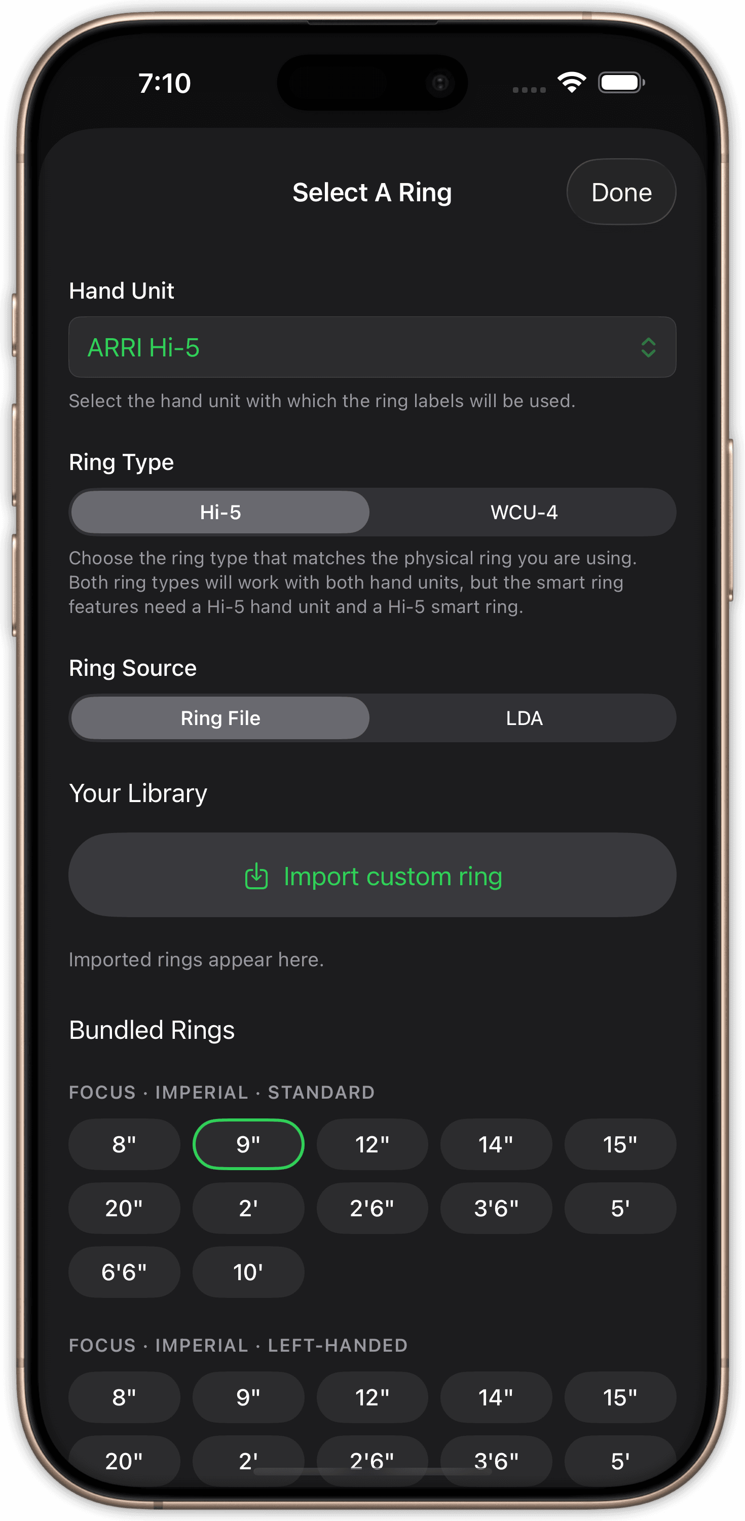 Importing a custom Hi-5 ring file