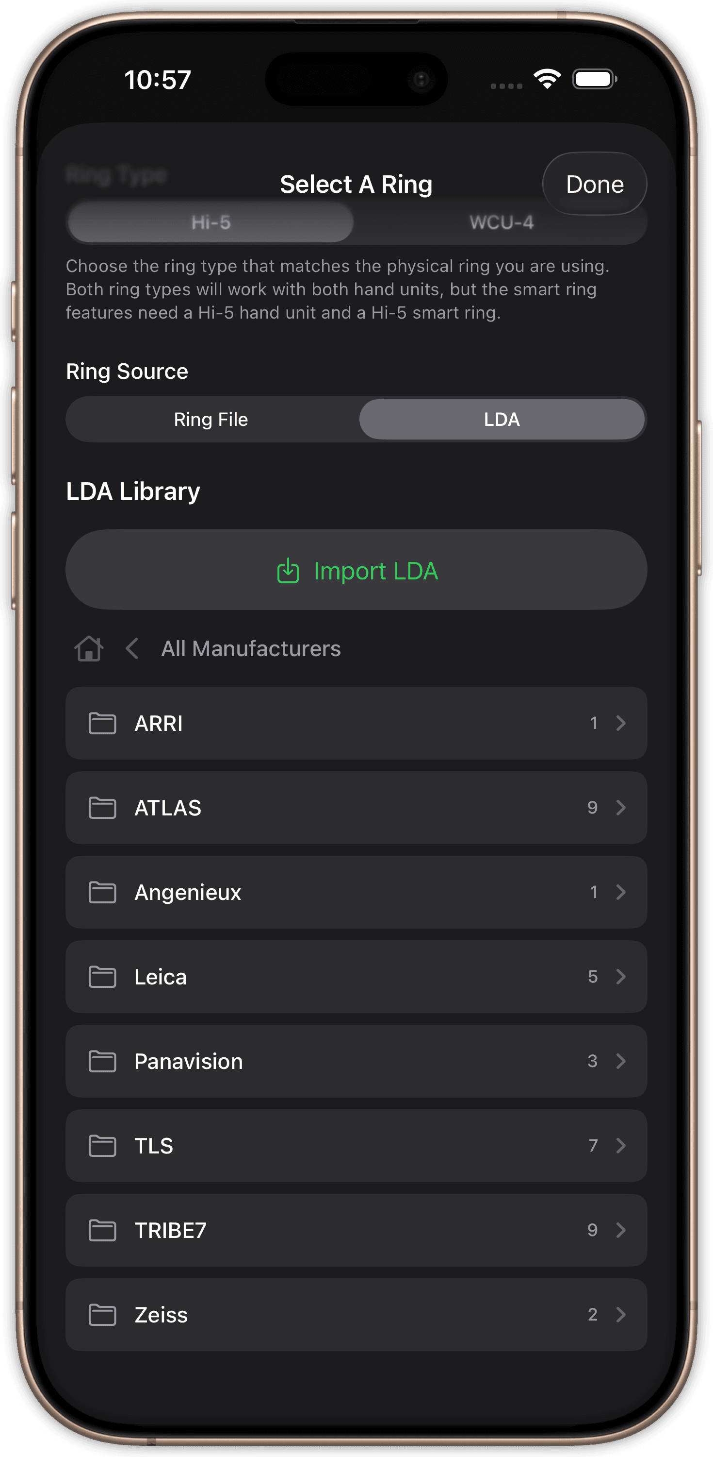 An organised library of imported Lens Data Archives